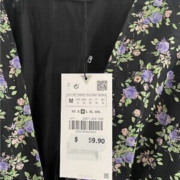 Zara NWT Textured Weave Floral Dress - Picture 6 of 6